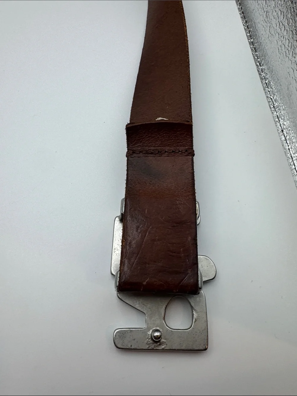 Unique Vintage Ralph Lauren Brown Leather RLL Monogram Buckle Belt Size L